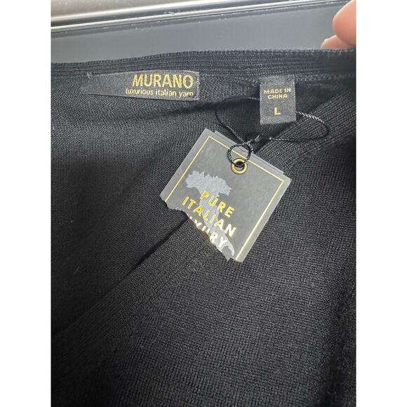 Murano Men’s Black 100% Merino Wool Sweater Size Large New With Tags - Picture 5 of 6